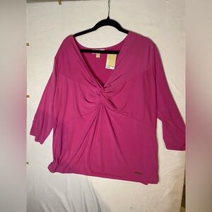 Michael Kors Fuchsia Twist-Front Blouse